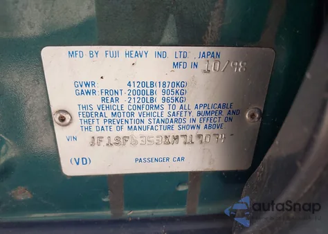 1999 Subaru Forester L z USA, uszkodzony, nr VIN JF1SF6353XH717074